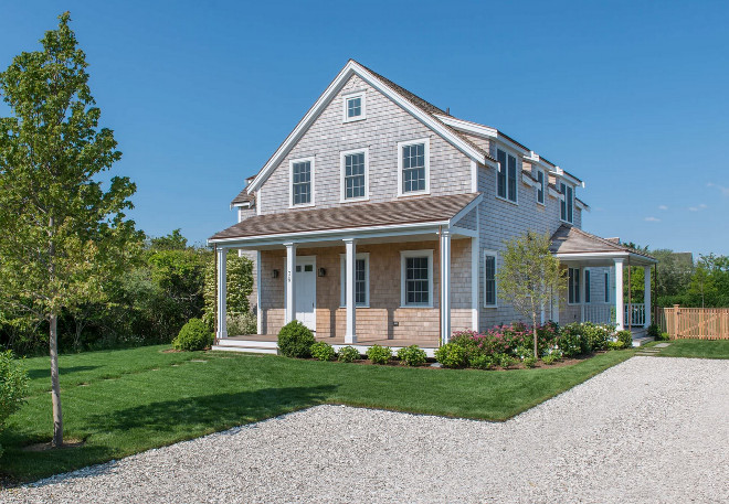 Nantucket Shingle Cottage with front porch and gravel driveway. Nantucket Shingle Cottage with front porch and gravel driveway. Nantucket Shingle Cottage with front porch and gravel driveway #NantucketShingleCottage #ShingleCottage #Nantucket #frontporch #porch #graveldriveway Cynthia Hayes Interior Design