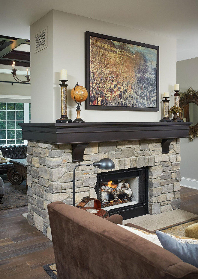 Stone Fireplace Black River Ashlar. The stone used on this two-sided fireplace is Black River Ashlar. Stone Fireplace Black River Ashlar. Stone Fireplace Black River Ashlar Stone Fireplace Black River Ashlar #Stone #Fireplace #BlackRiverAshlar #stonefireplace Mike Schaap Builders