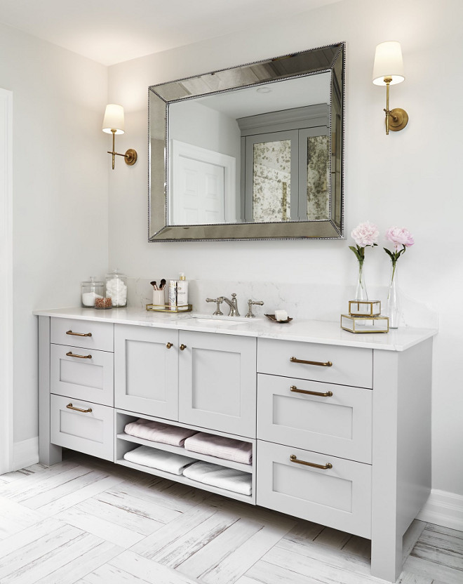 Bathroom vanity. One sink allows more counter space. Bathroom vanity #bathroom #vanity #sink #counterspace Square Footage Inc.