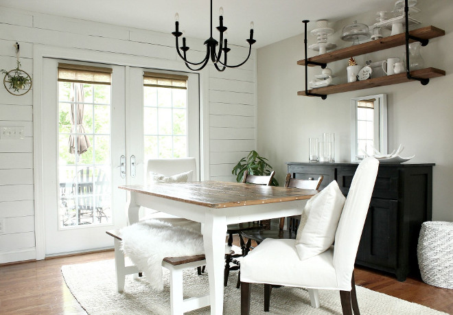 Farmhouse Dining Room Shiplap. Dining Room Shiplap. #DiningRoomShiplap #FarmhouseDiningRoomShiplap #DiningRoom #Shiplap Beautiful Homes of Instagram @middlesisterdesign - Home Bunch