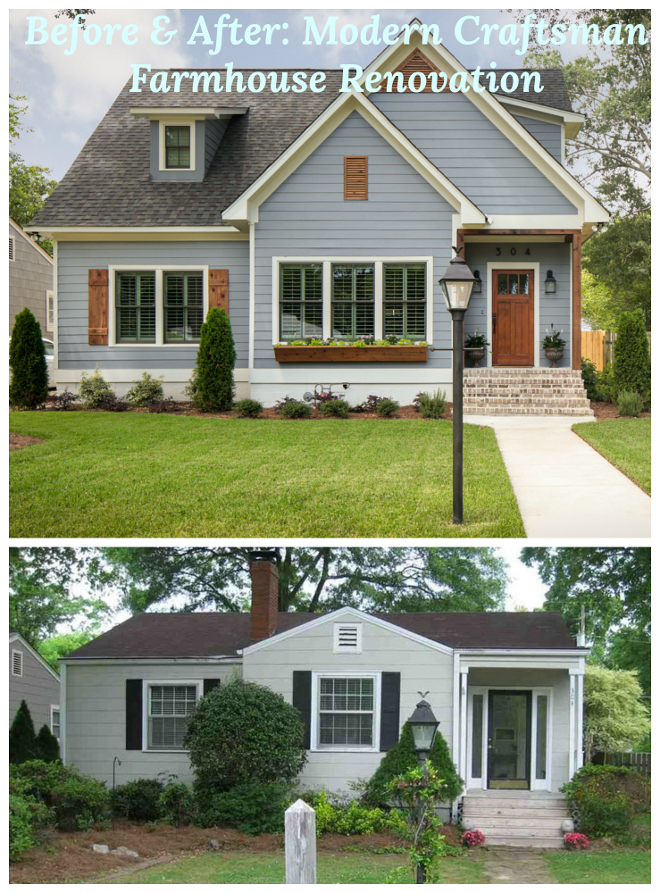 Before and After Modern Craftsman Farmhouse Renovation. See the interiors on Home Bunch #beforeandafter #craftsman #farmhouse