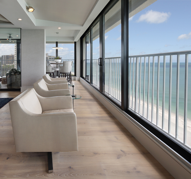 Holly Hunt chairs line the stunning ocean view. W Design