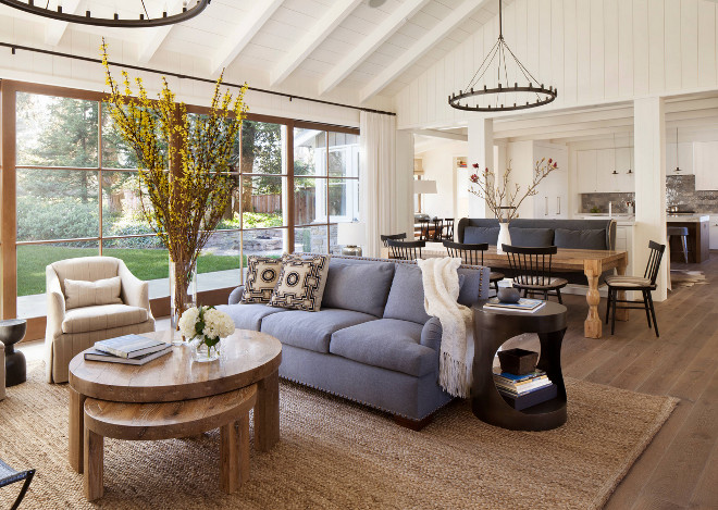 Open concept living room. This entire space feels connected yet distinctive. Jennifer Robin Interiors