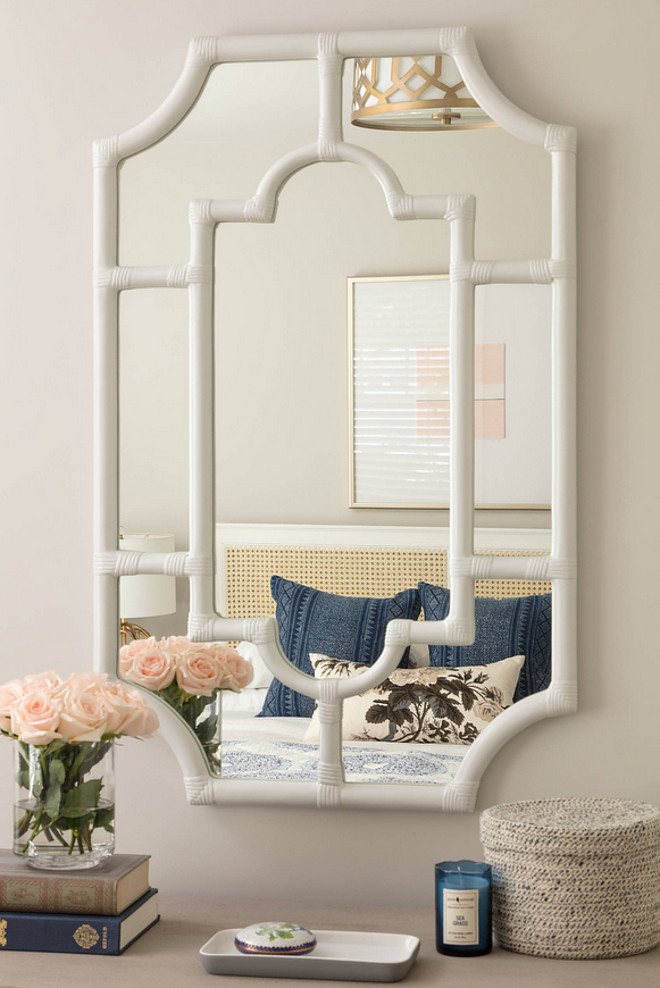 Pottery Barn white faux bamboo mirror. Pottery Barn white faux bamboo mirror. Mirror is Pottery Barn white faux bamboo mirror #PotteryBarn #whitefauxbamboomirror #fauxbamboomirror Jamie Keskin Design