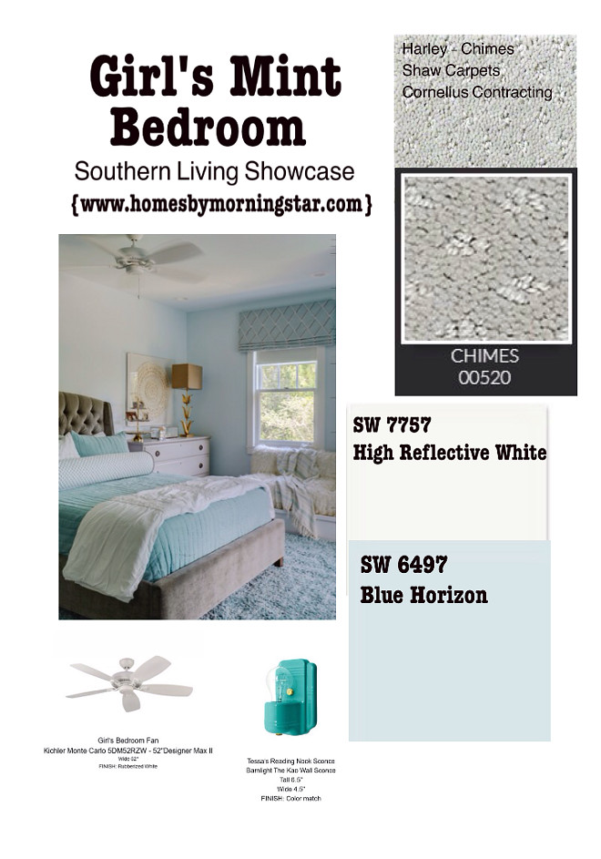 Light turquoise Bedroom paint color and decor Sherwin Williams Blue Horizon. Morning Star Builders