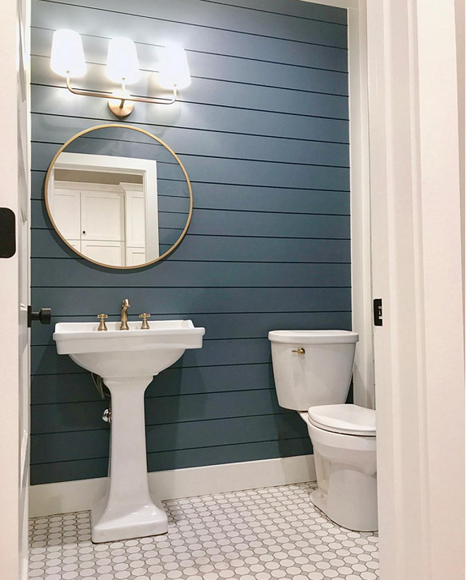 Navy shiplap paint color. Philipsburg Blue by Benjamin Moore Navy Blue shiplap Navy shiplap paint color. The shiplap on the wall is painted with Philipsburg Blue by Benjamin Moore. Navy Blue shiplap #Navyshiplap #paintcolor #NavyBlueshiplap #PhilipsburgBluebyBenjaminMoore Millhaven Homes