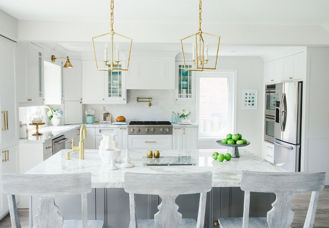 White kitchen with white and turquoise decor, brass lighting and brass hardware. White kitchen with white and turquoise decor, brass lighting and brass hardware. White kitchen with white and turquoise decor, brass lighting and brass hardware. White kitchen with white and turquoise decor, brass lighting and brass hardware #Whitekitchen #whiteandturquoisedecor #brasslighting #brasshardware Simply Beautiful Eating