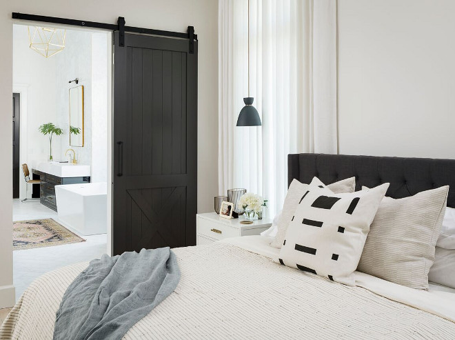 Bedroom Barn Door. Bedroom Barn Door. A dark stained barn door opens to the master ensuite. Bedroom Barn Door. Bedroom Barn Door. Bedroom Barn Door #Bedroom #BarnDoor A Finer Touch Construction