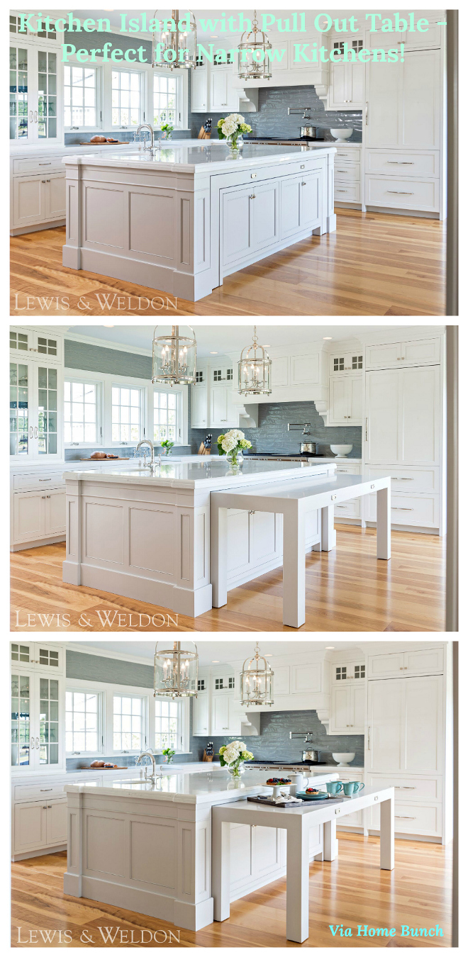 Kitchen island with Pull Out Table - Perfect for narrow kitchens #kitchenisland