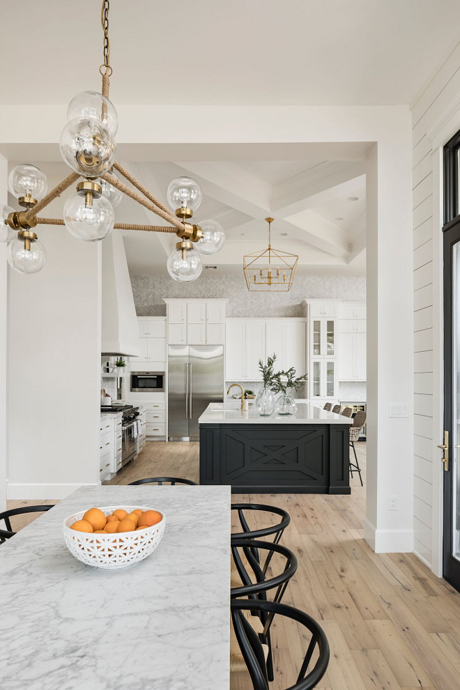 Modern Rope and Glass Chandelier. Lighting is Bobo Intriguing Rope Globe Chandelier. Modern farmhouse dining room with Modern Rope and Glass Chandelier. Modern Rope and Glass Chandelier, Modern Rope and Glass Chandelier #ModernRopeandGlassChandelier #modernfarmhouse A Finer Touch Construction