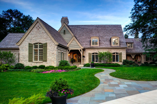 Traditional home exterior with brick. Hursthouse Landscape Architects and Contractors