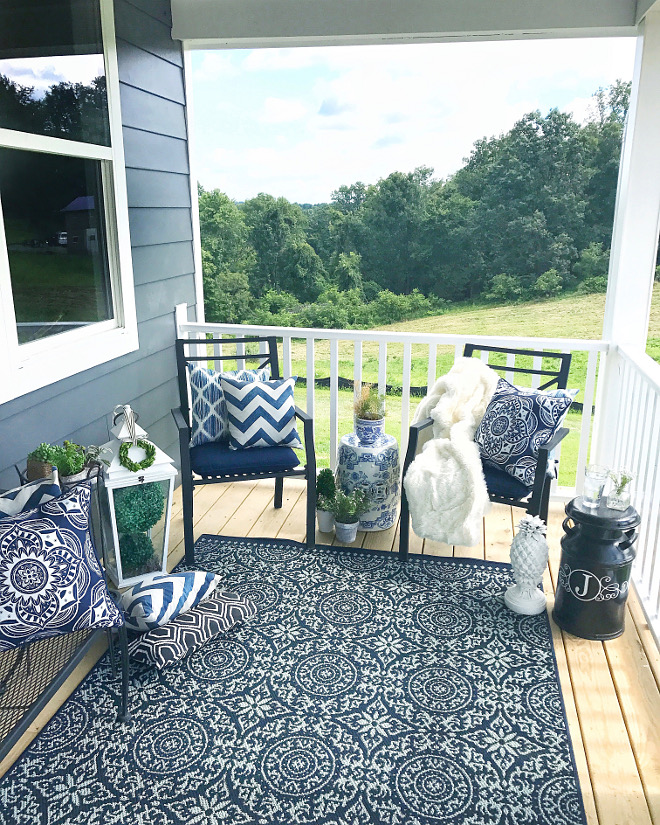 Blue and white Front Porch Summer porch decor ideas Blue and white porch decor #blueandwhiteporch #summerporchdecor #porch #porchdecor Home Bunch Beautiful Homes of Instagram