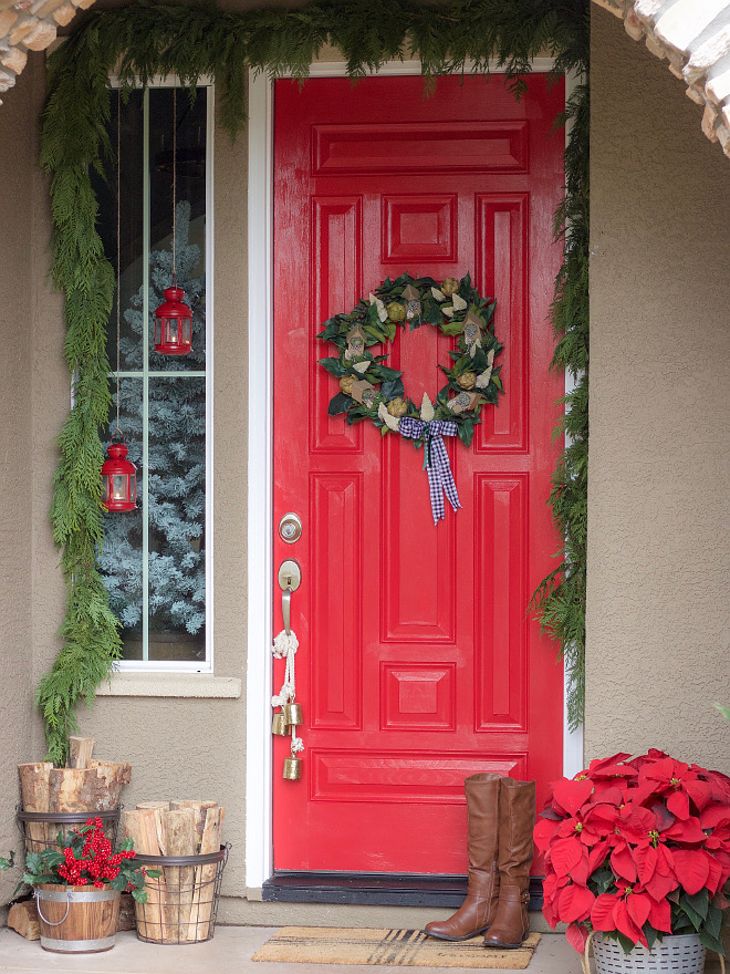 Red Door Paint Color This red front door is painted Show Stopper by Sherwin-Williams I read online somewhere that it was a tradition to paint the door red when the house was paid for Red Door Paint Color Red Door Paint Color #ShowStopperSherwinWilliams