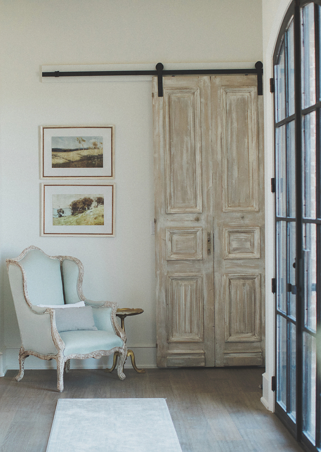 Antique door hung as Barn Door Antique French Door hung with barn door hardware The barn door is a true antique door from France