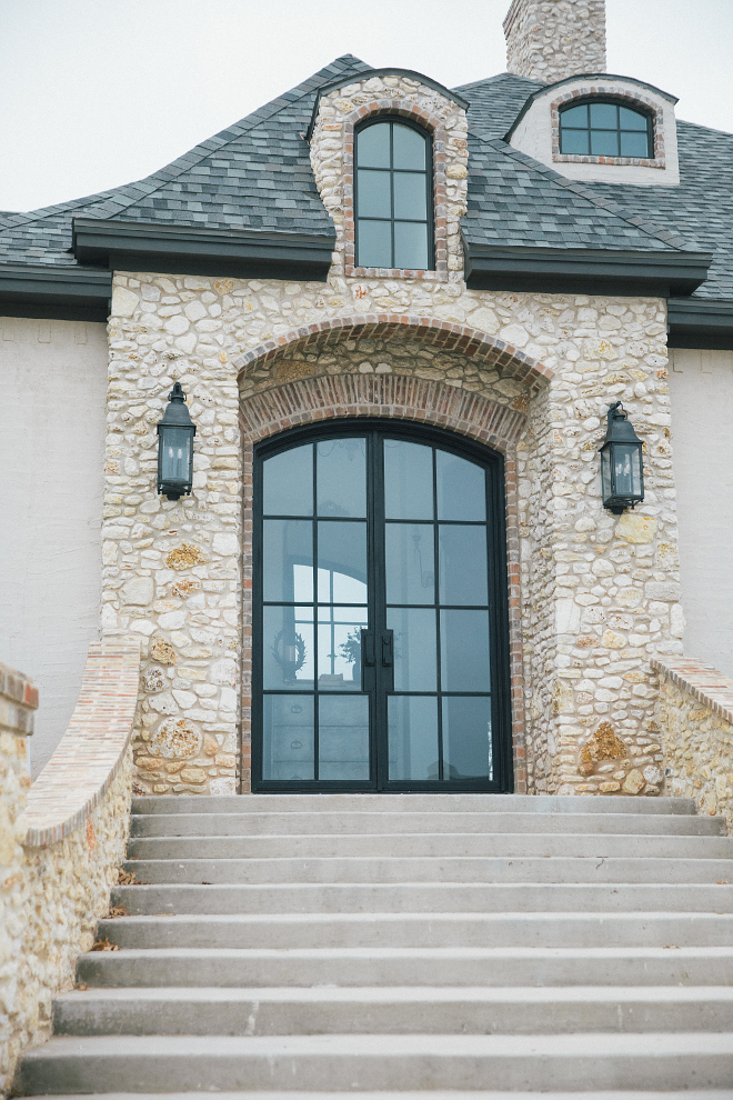 Black Steel and glass front doors- custom made glass front steel doors 10 foot tall