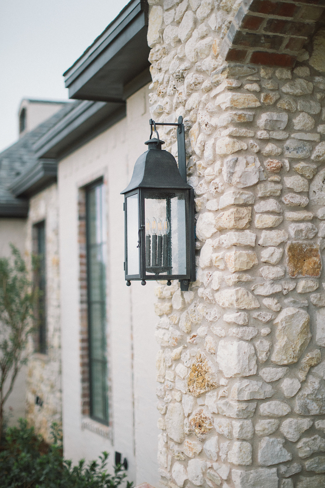 Front Lanterns are Troy Larchmont Lanterns in hand forged iron in age pewter finish