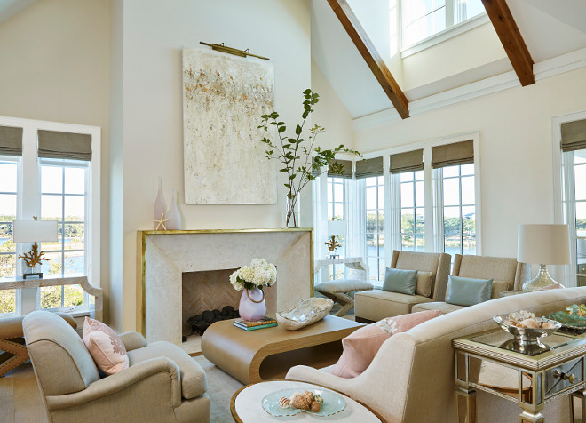 Neutral living room color scheme Neutral living room color scheme ideas Living room color scheme of light tan, blush pink and pale blues
