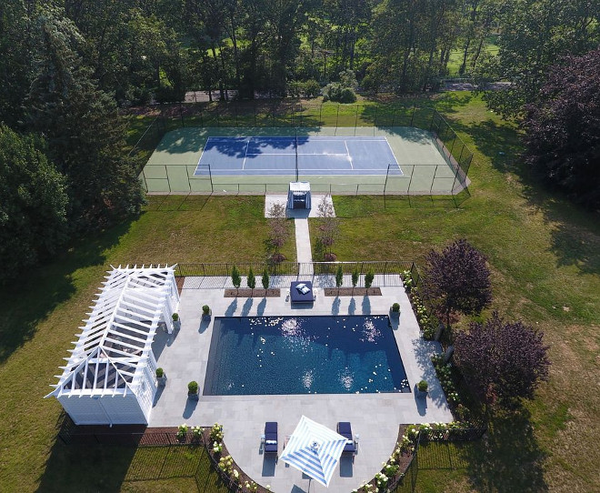 Pool and tennis court ideas backyard