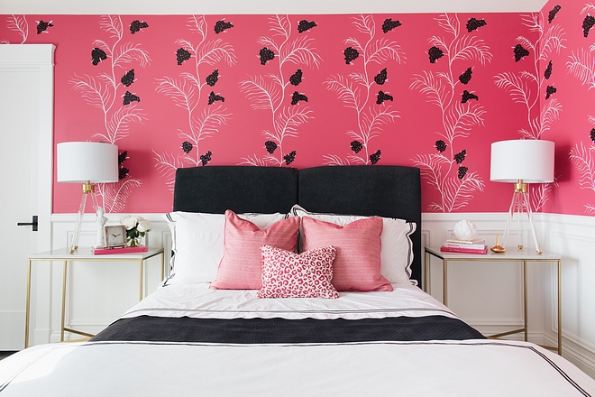 Pink and black teen bedroom color scheme ideas