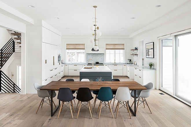 Modern dining room ideas Modern farmhouse with modern dining table and modular dining chairs
