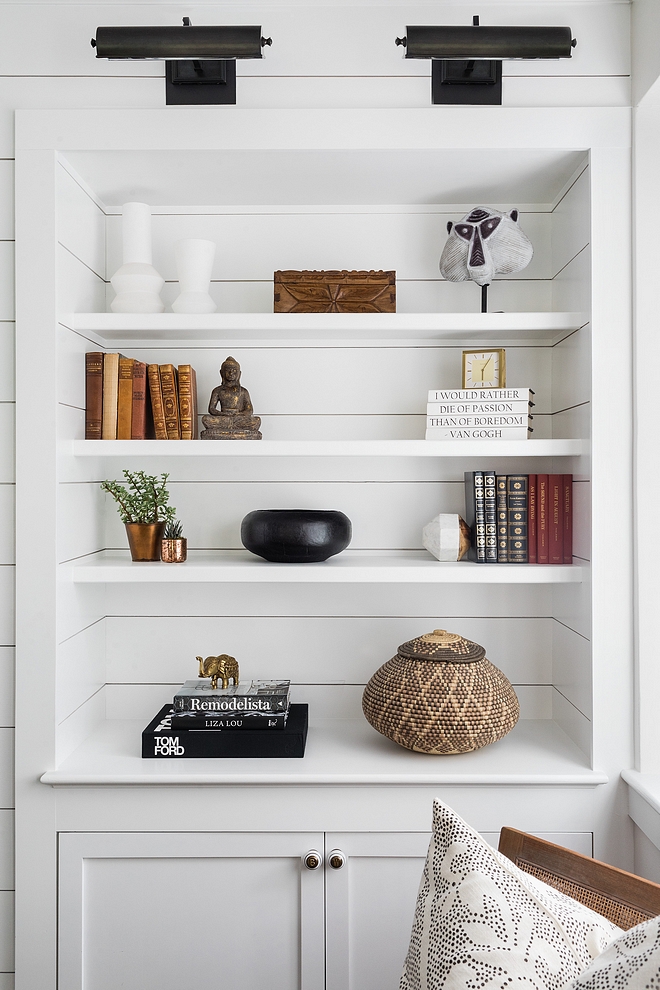 Shiplap Bookcase DIY Shiplap Bookcase Shiplap Bookcase Paint Color Benjamin Moore Super White OC-152