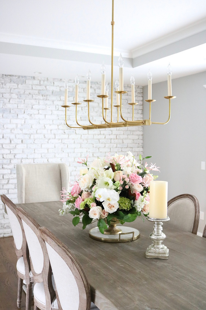 Linear Chandelier Brass Linear Chandelier source on Home Bunch I never thought I’d chose a linear chandelier for this space, but I ended up loving it Linear Chandelier #LinearChandelier