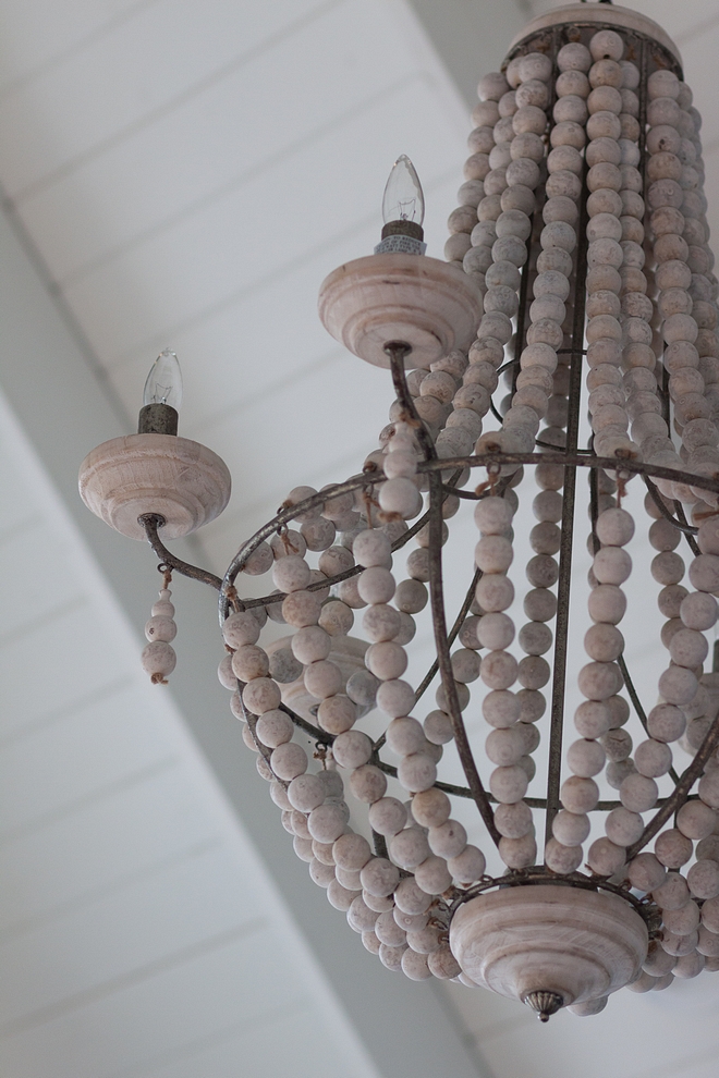 Wood bead chandelier Wood bead chandelier Bleached wood beads chandelier source on Home Bunch