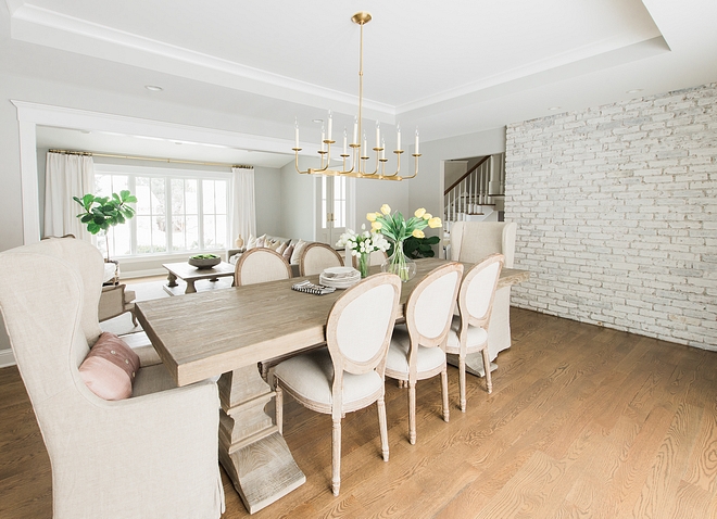Casual Dining Room Our dining room serves as both our casual and formal dining space, so I was very mindful of this when selecting the furniture and lighting so that I could make it function for both purposes #CasualDiningRoom