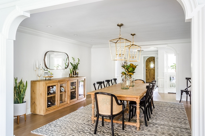 Transitional Dining Room with two pendant lights, Darlana from Visual Comfort