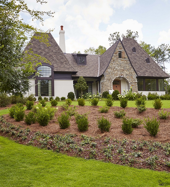 French home with black windows French home exterior with black window ideas French home with black window