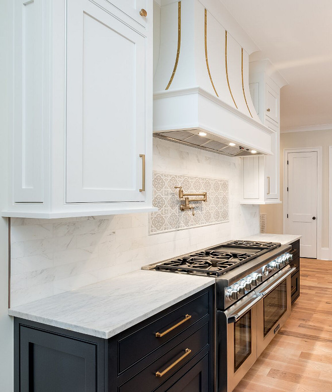 Two toned kitchen We choose the dark lower cabinets and white upper cabinets to create interest The two tone cabinets are painted in a custom color #twotonedkitchen #twotonedcabinets #twotoned #kitchen