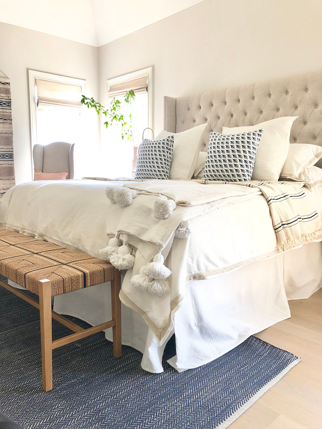 Bedroom Throw Neutral bedding Ideas Textures Well dressed bed Master Bedroom with neutral decor and neutral bedding #bedding #neutralbedding #throw #bedroom