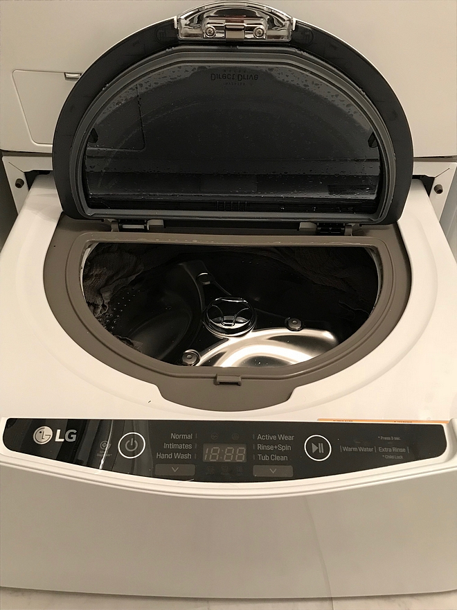 Laundry Room pedestal SideKick washer Efficiency is critical with our family of six We choose the LG Sidekick instead of a traditional pedestal for our washing machine so that we could do two different loads of laundry at the same time pedestal SideKick #washer #dryer #pedestal #SideKick #washer #LG #laundryroom