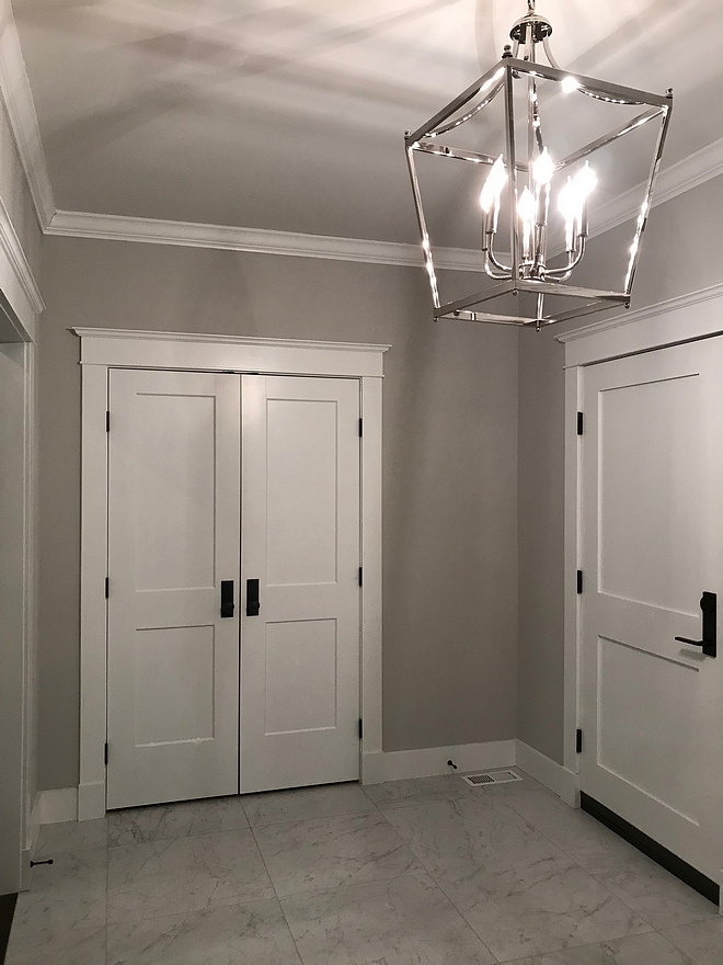 Repose Gray from Sherwin Williams paint color with white trim and white doors Repose Gray from Sherwin Williams Grey wall paint color Repose Gray from Sherwin Williams grey paint color #ReposeGraySherwinWilliams #ReposeGray #SherwinWilliams
