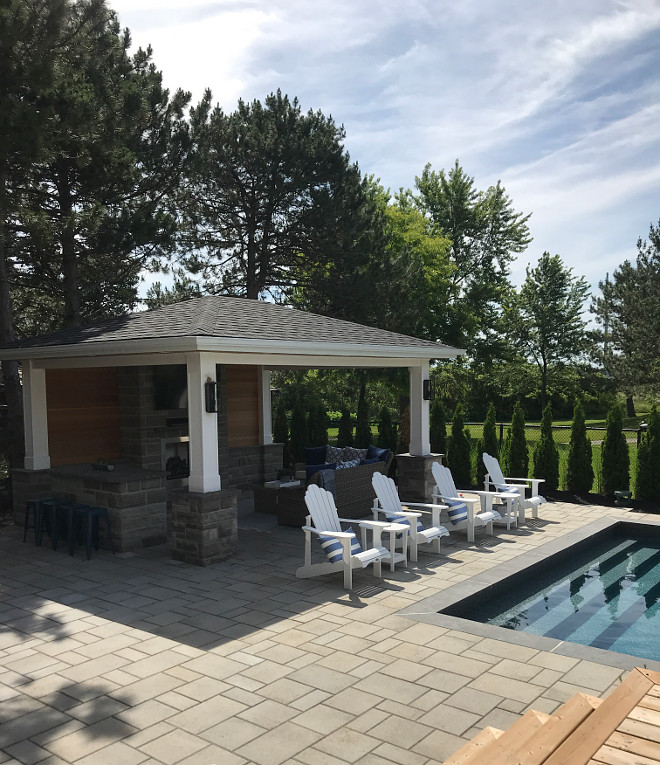 Pool paver We chose bluestone pavers and a darker liner to give the pool a "lake-like feel