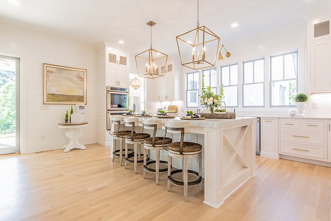 White kitchen with shiplap and x inset island Modern farmhouse White kitchen with shiplap and x inset island White kitchen with shiplap and x inset island #Whitekitchen #shiplap #xkitchenisland