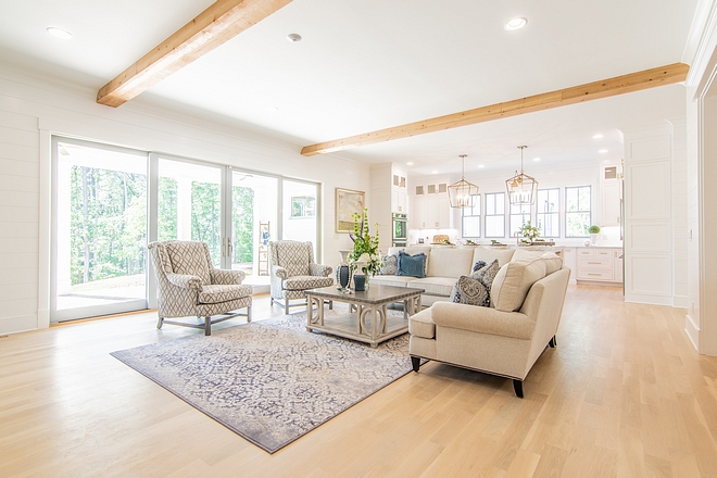 Open concept family Room Family room features 1x8 ‘Shiplap’ throughout Open concept family Room #Openconcept #familyRoom #shiplap