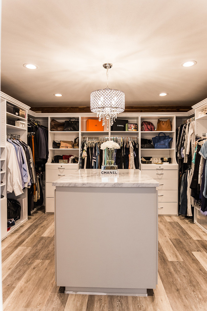 Closet Master closet with island The island now is a functional dresser and allows for more storage #closet #closetisland
