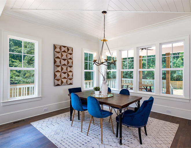 Dining Room With Shiplap Tray Ceiling