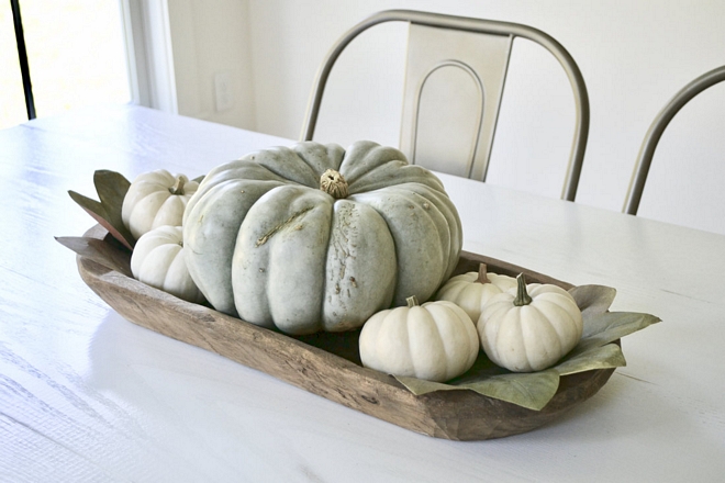 I love our dough bowl picked up from the Nashville Flea Market! I change it up every season and always fill it with neutral pumpkins for the fall season