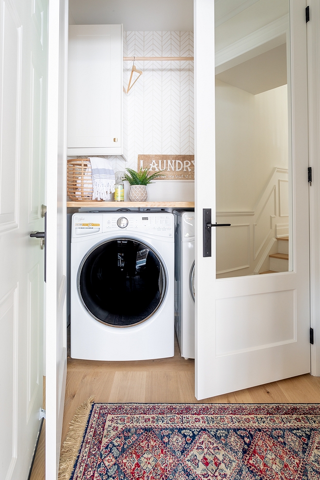 Closet Laundry Room Our laundry room was downsized to a laundry closet It’s small but it’s a functional and cute space #laundrycloset #ClosetLaundryRoom
