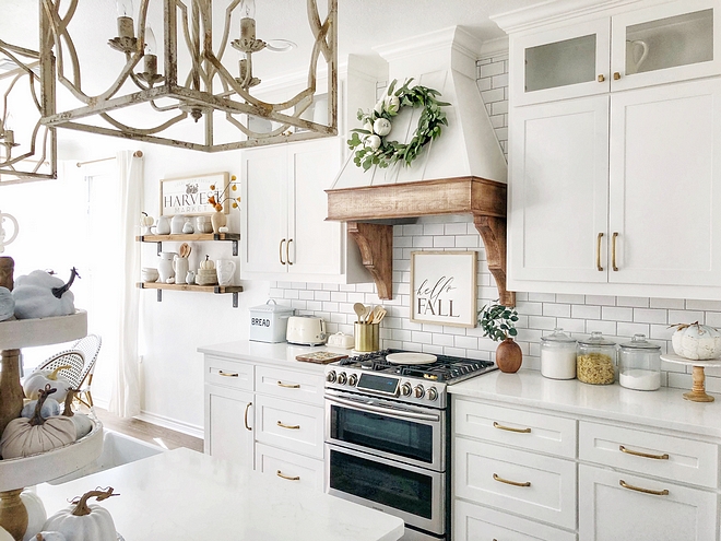White kitchen with Fall decor