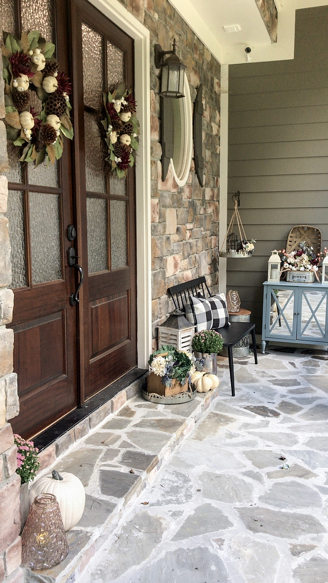 Fall Porch with bench and cabinet