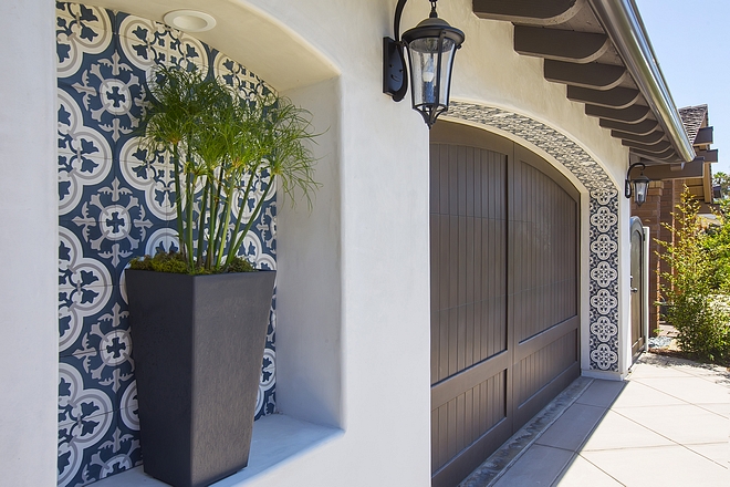 Cement Tile Exterior Ideas The garage's archway also features the same cement tile #exterior #cementtile