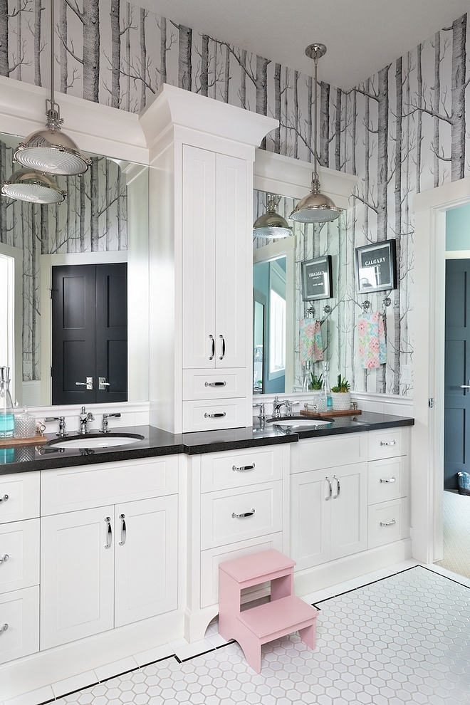 Jack and Jill bathroom The kid’s bedrooms are connected with a Jack and Jill bathroom, which helps streamline bedtime for mom and dad There is a water closet and tub opposite the sink #JackandJill #bathroom