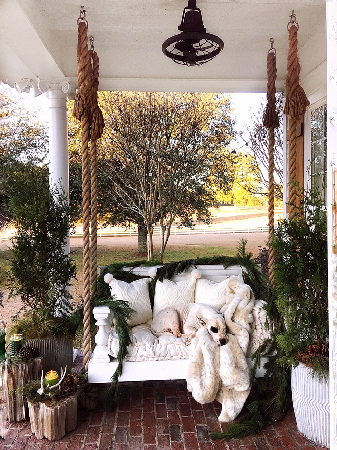 Christmas Porch Swing Decor Christmas Porch Swing Decorating Ideas Christmas Porch Swing Decor Natural Christmas decor on Porch Swing #ChristmasPorchSwingDecor #Christmasdecor #PorchSwing #PorchDecor #Christmasporch