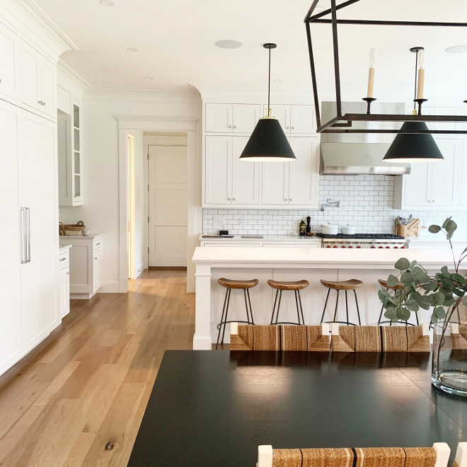 Modern Farmhouse with white interiors Wall color, trim, cabinets paint color Benjamin Moore Chantilly Lace Modern Farmhouse with white interiors Wall color, trim, cabinets paint color Benjamin Moore Chantilly Lace #Modern Farmhouse with white interiors #Wallcolor #trim #cabinets #paintcolor #BenjaminMooreChantillyLace