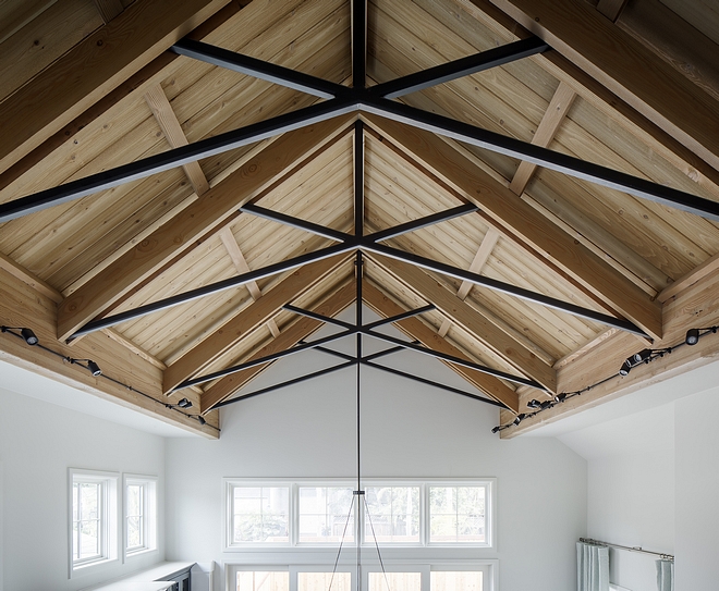 Metal Trusses The cathedral ceiling features metal trusses and Fir beams Ceiling metal trusses Modern farmhouse with metal trusses Metal Trusses The cathedral ceiling features metal trusses and Fir beams Ceiling metal trusses #MetalTrusses #trusses #cathedralceiling #trusses #Firbeams #Ceiling