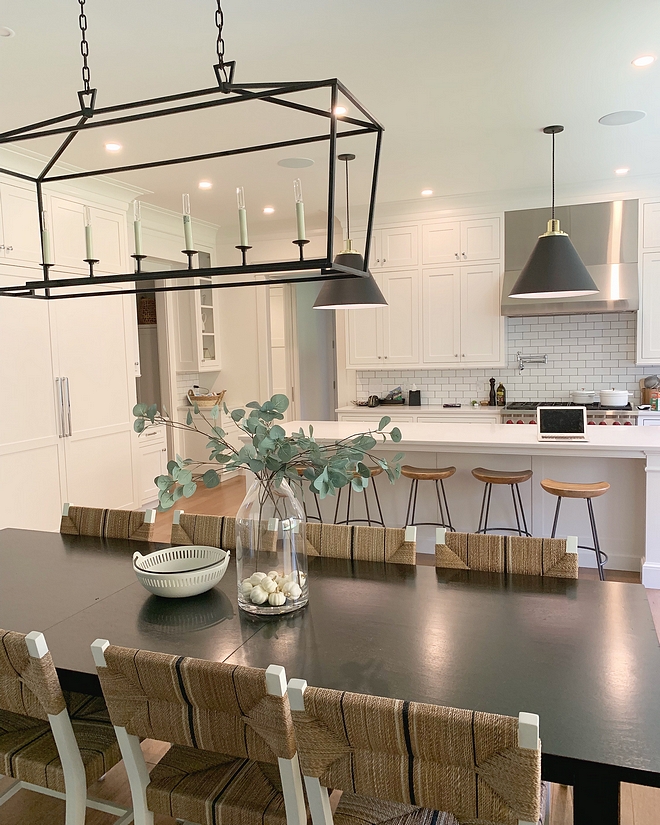 Open concept dining room I knew I definitely wanted open concept with our home and I love that the dining table is in the middle of the kitchen and living room Each space feels defined yet open #Openconceptdiningroom #Openconcept #diningroom