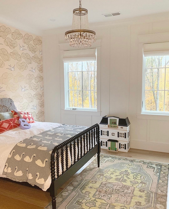 Girl Bedroom with wallpaper and board and batten Girl Bedroom with wallpaper and board and batten paneling Girl Bedroom with wallpaper and board and batten #GirlBedroom #wallpaper #boardandbatten
